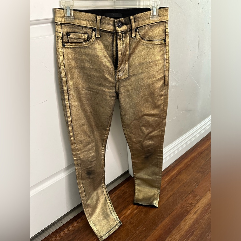 7 For All Mankind Gold Skinny Pants